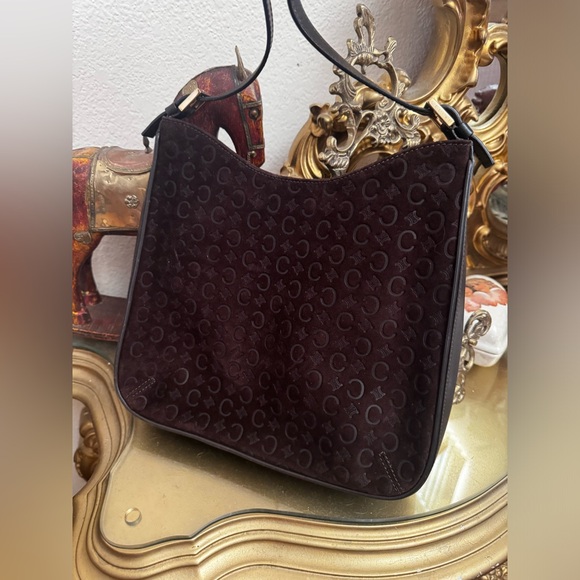 Celine bag monogram vintage purse suede C all over print good hardware - Picture 7 of 15